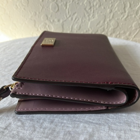 Kate Spade: Plum Purple Leather Bifold Card Wallet- Snap Closure - Picture 15 of 16